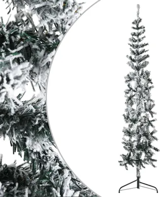 Produktbild von The Living Store Künstlicher Halb-Weihnachtsbaum mit Schnee Schlank 240 cm