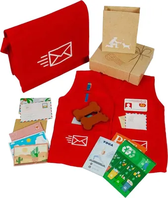 Zdjęcie produktu dla Bigjigs Zestaw do przebierania listonosza z akcesoriami