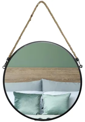 Immagine prodotto di Specchio da parete rotondo con corda, nero, 38 cm