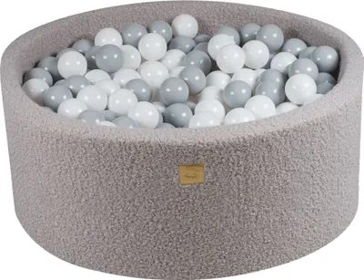 Produktbild von MeowBaby Runder Trockenballpool 7 cm für Babys 90 x 40 cm/300 Bälle, Boucle, Grau: Weiß/Grau