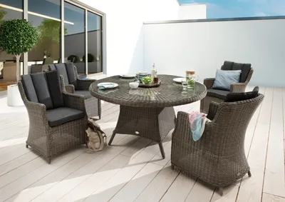 Produktbild von Destiny Sitzgruppe LUNA mit Esstisch Ø150cm (4 Personen) vintage grau