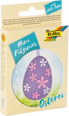 Produktbild von folia 52919 - Mini Filzinies, Osterei, zum Erstellen eines selbstgenähten Anhängers, inklusive Anleitung