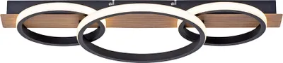 Produktbild von Selltec LED Deckenleuchte Ring Holzdekor mattschwarze Leuchtringe mit Holzoptik Wohnzimmer, Schlafzimmer, Esszimmer, Flur, Küche