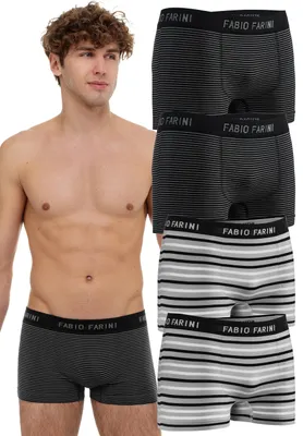 Produktbild von Fabio Farini - 4 Stück Herren Unterhosen - Männer Retroshorts aus weicher Microfaser im sportlichen Look mit Logoschriftzug
