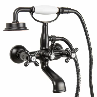 Produktbild von PaulGurkes schwarze Wannenarmatur Retro Aufputz Nostalgie Handbrause Antik