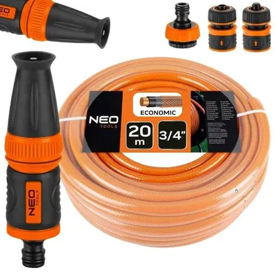 Produktbild von NEO TOOLS Garden Hose Set 3/4 Zoll 20m Gartenschlauch 4-lagig Bewässerungsset mit Spritze Anschlüssen und Hahnstück