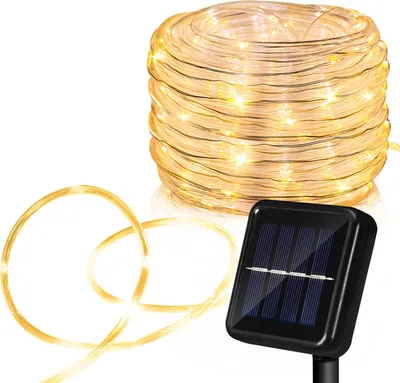 Image de Yakimz Solar Tuyau lumineux LED Tuyau lumineux Chaîne lumineuse extérieure Filet lumineux blanc chaud 10M