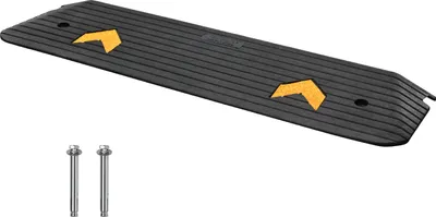 Obrázok produktu pre VEVOR prahová rampa Pevná gumová prahová rampa Nosnosť 15 ton Obrubníková rampa s kanálom 113x24,1x2,5 cm Rampa pre invalidné vozíky Gumová rampa Ideálna pre nerovný terén Obrubníky