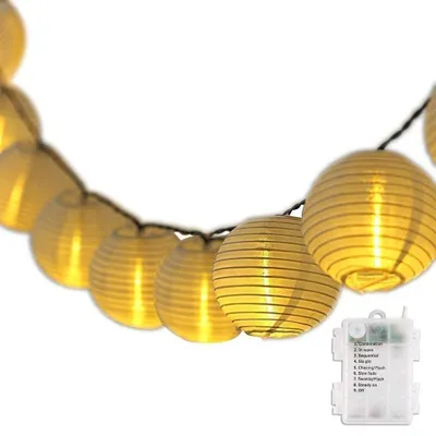 Produktbild von SALCAR 10m Lampion LED Lichterketten Batteriebetriebene, 40er LED Laternen Lichterkette Auße Beleuchtung für Garten, Terrasse, Hof, Haus - Warm – Größe 10m Batterie