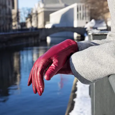 Produktbild von Navaris Touchscreen Nappa Lederhandschuhe für Damen - Leder Handschuhe aus Lammleder mit Kaschmir Mix Futter - Damenhandschuhe mit Touch Funktion