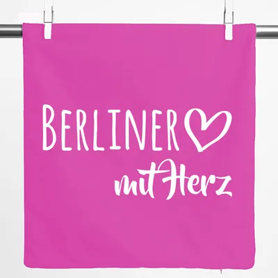 Produktbild von Huuraa Kissenbezug Berliner mit Herz 40x40cm Fuchsia Baumwolle Dekokissenbezug Geschenkidee