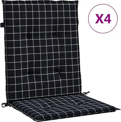 Produktbild von vidaXL Niedriglehner-Auflagen 4 Stk. Schwarz Karomuster Stoff