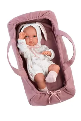 Produktbild von Llorens Hase, mit blauen Augen und Vinyl-Körper, Puppe inkl. Tragetasche und und süßem Schlafanzug mit Hasenöhrchen 35cm, 63548, Beige
