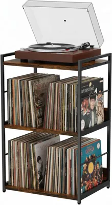 Produktbild von Plattenregal 48 x 38 x 80 cm, 200 Platten, vintage braun, MDF, für Wohnzimmer