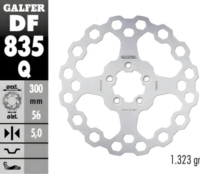 Image de Jeu de disques de frein Galfer 2x DF835Q CUBIQ® rigide avant 300x5mm pour Harley Davidson CVO Limited FLHTKSE Street Glide FLHXSE FLTR Road FXDBI EFI Dyna Bob année 2004 - 2024