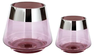 Produktbild von JONA - 2er Set Teelichthalter aus Glas in Rosa/Silber - Windlichter