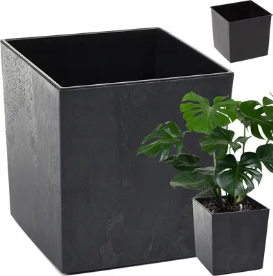 Zdjęcie produktu dla Doniczka JUKA ECO recycled 400 - czarny beton LA554-71 Lamela