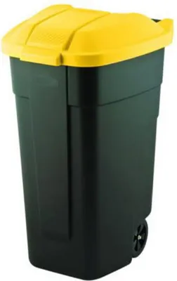 Zdjęcie produktu dla Curver Kosz Na Odpady Czarny 110L Pokrywa Żółta