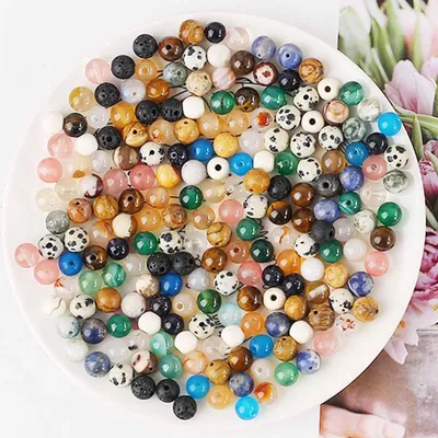 Produktbild von Edelsteinperlen 6mm rund 200 Stück zum Schmuck Basteln DIY Armband Halskette