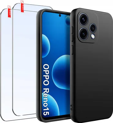 Zdjęcie produktu dla Etui do Oppo Reno15 5G Matowe Czarne Silikon Slim 2 SZT SZKŁO