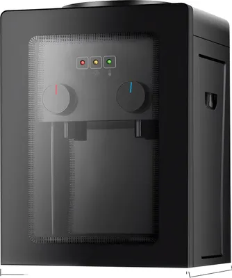 Image de Fontaine à eau électrique, taille compacte, fonctionnalité chaud/froid, revêtement intérieur en acier inoxydable, noir