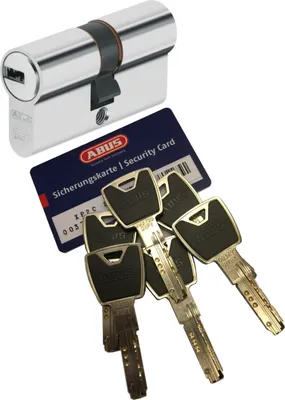 Produktbild von ABUS XP20S Doppelzylinder Länge (a/b) 35/50 (c=85mm) mit Sicherungskarte und 6 Schlüssel mit Design-Clip, Not-u. Gefahrenfunktion und SKG** Bohrschutz