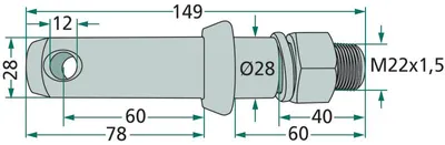 Obrázok produktu pre Čap pre hák spodného závesu, kategória 2, priemer 28 mm, dĺžka 149 mm 13005