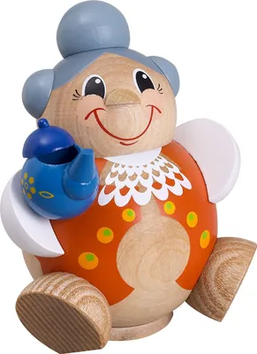 Produktbild von Seiffener Volkskunst Kugelräucherfigur Räuchermännchen Oma Lustig - Größe ca. 12cm, für Räucherkerzen Größe M (Standard) - 19122