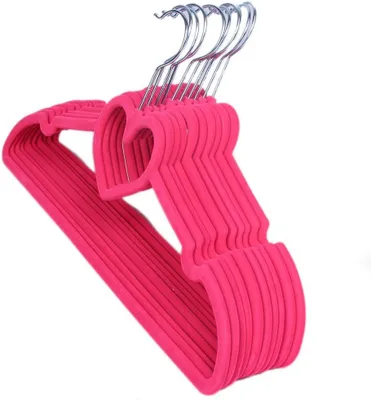 Produktbild von 10 schmale, herzförmige Samtkleiderbügel, rutschfest, platzsparend, für Westen, Mäntel, Hemden und Hosen