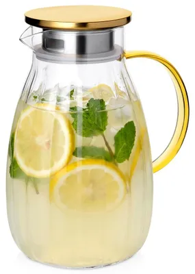 Produktbild von Vilde | Glaskrug 1,6 L - mit Deckel - Geriffeltes Glas - Hitzebeständig