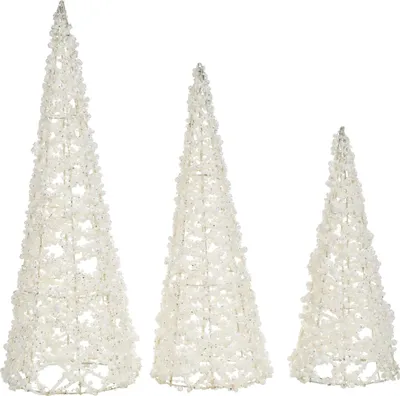 Produktbild von BELIANI Weihnachtsdekorationen 3er Set Weiß Metall Weihnachtsbäume zum Aufstellen Deko Weihnachtsdeko Adventsdekoration