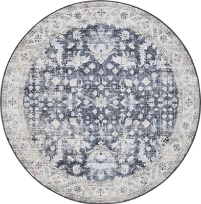 Image de benuta tapis vintage lavable George Bleu ø 160 cm rond tapis de salon chambre doux oriental