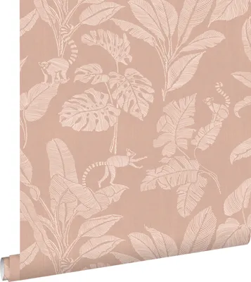 Obrázek produktu pro ESTAhome tapety opice a listy džungle terakotová růžová 50 x 900 cm