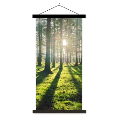 Produktbild von MuchoWow® Textilposter Bäume - Natur - Wald 90x180 cm mit schwarzem Rahmen - Dekoration Wohnzimmer
