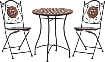 Imagen del producto de Mesa y sillas de bistró 3 piezas con mosaico cerámica terracota
