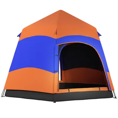Produktbild von Campingzelte,Doppelwandzelt Outdoor Familienzelt Pop-Up für 4–6 Personen 4 Jahreszeiten wasserdicht mit Tragetasche Moskitonetz 2 Türen, 275x275x170cm