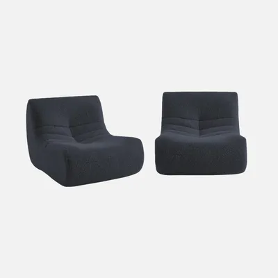 Produktbild von sweeek - 2er-Set Sessel mit Bezug im Alpaka-Look - Nachtblau