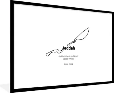 Produktbild von MuchoWow® Gerahmtes Poster Formel 1 - Jeddah - Rennstrecke 90x60 cm - Poster mit Schwarzem Bilderrahmen Wandposter Rahmen Foto Bilder - Wanddekoration - Fotos