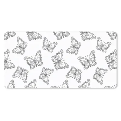 Produktbild von MuchoWow® Schreibtischunterlage Schmetterlinge - Muster - Schwarz und Weiß 80x40 cm - XXL Mauspad - Gaming Mauspad