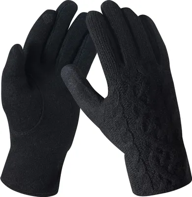Produktbild von Herren Damen Wolle Strick Touchscreen Handschuhe Winterhandschuhe mit Warme Fleece Futter Warm und Winddicht für Outdoor Sport, Mann, Frau, schwarz