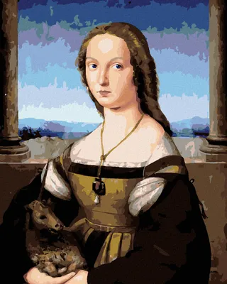 Produktbild von Zuty - Malen nach Zahlen - FRAU MIT DEM EINHORN (RAFFAELLO SANTI), 40x50 cm, mit Keilrahmen (bereits gespannt)