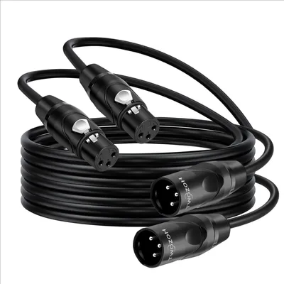 Zdjęcie produktu dla Kabel mikrofonowy XLR, wtyk męski do gniazda żeńskiego, 1 metr, 2 sztuki, profesjonalna jakość Hi-Fi