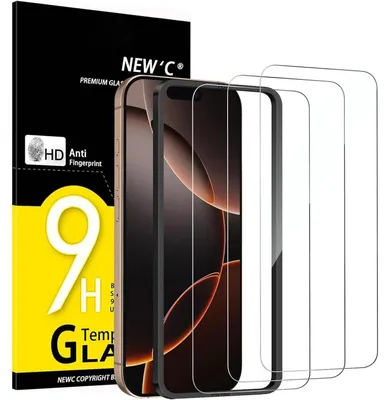 Produktbild von Panzerglas für iPhone 17/17 Pro/16 Pro (6,3 Zoll) 3 Stück Kratzfest 9H HD Klar