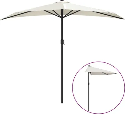 Produktbild von vidaXL Balkon-Sonnenschirm mit Alu-Mast Sandfarben 270x144 cm Halbrund
