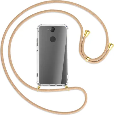 Produktbild von Handykette Backcover-Schutzhülle mit Band (Metall goldfarben) für Sony Xperia XA2 - beige