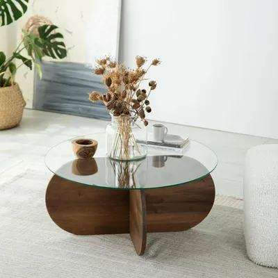 Immagine prodotto di Bagolino - Tavolino da Salotto, 75x75x35h cm Marrone Noce, Portariviste