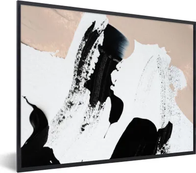 Produktbild von MuchoWow® Gerahmtes Poster Schwarz - Abstrakt - Design 80x60 cm - Poster mit Schwarzem Bilderrahmen Wandposter Rahmen Foto Bilder - Schwarzem - Mit Gestell