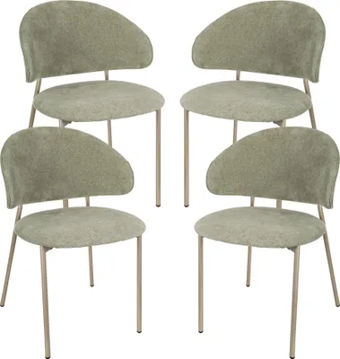 Immagine prodotto di Set di 4 sedie da sala da pranzo "Lipis" Sedie imbottite con struttura in metallo Rivestimento in tessuto Verde