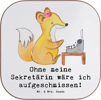 Produktbild von Mr. & Mrs. Panda Tischschoner Sekretärin Helfer - Weiß - Geschenk, gläseruntersetzer, Sekretärinnen wertschätzen, Tassenuntersetzer, Organisationstalent, Berufsalltag