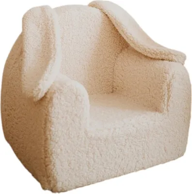 Produktbild von Zayno® Kindersessel "Hasi" in Teddyfelloptik | Beige, Dekoration, Hergestellt in der EU, Ohren, Schwanz, kuschelig, Ruheoase, Leseplatz, Häschen